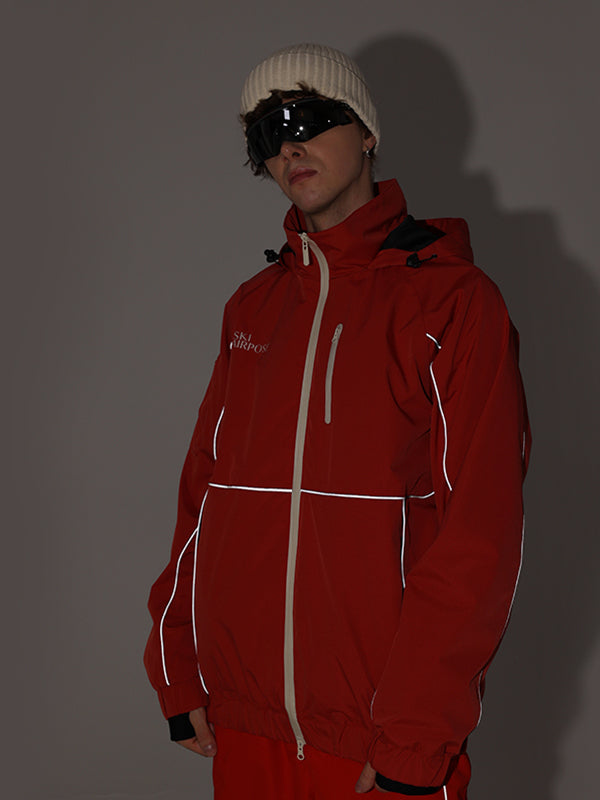 Men's Air Pose Neon Reflective Stripe Snow Jacket