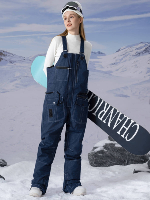 Women's PowderQueen Snow Adventure Bibs Denim Snow Pants