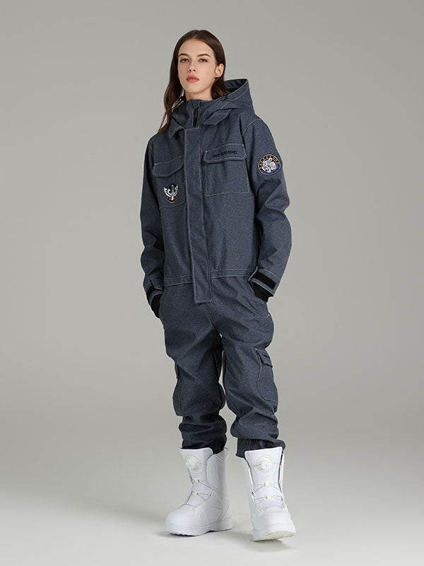 Women's Searipe Denim Work One Piece Snowsuit