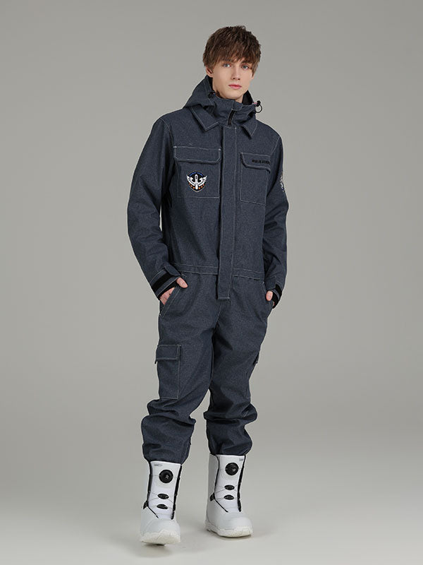 Men's Searipe Denim Work One Piece Snowsuit