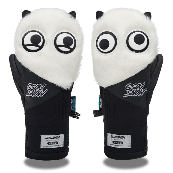 Women's Gsou Snow Mascot Furry Snowboard Gloves Winter Mittens