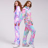 Women's Colorful Fancy Print One Piece Ski Jumpsuit Snowsuits