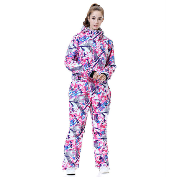 Women's Winter Sports Fashion Colorful One Piece Ski Suits Snow Jumpsuit