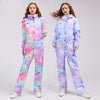 Women's Colorful Fancy Print One Piece Ski Jumpsuit Snowsuits