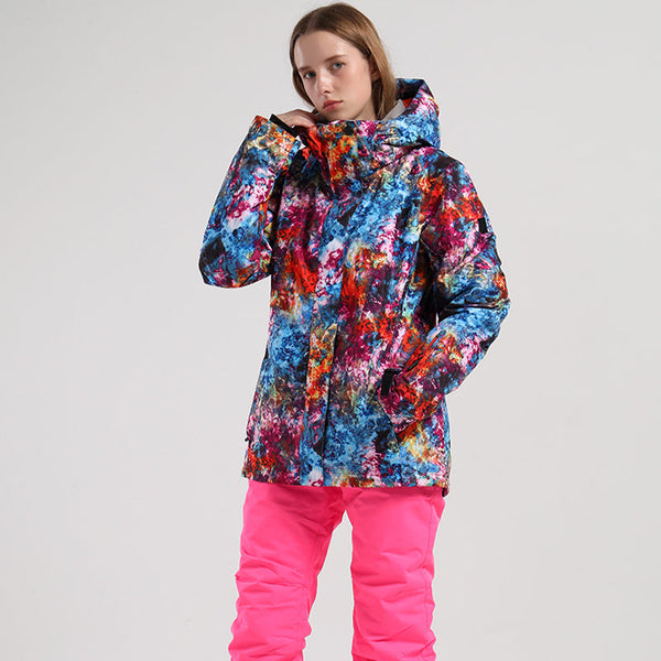 Women's SMN Mountain Fortune Colorful Print Snowboard Jacket