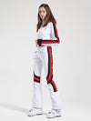 Women's Gsou Snow Retro Belted Stripe Flare Ski Suit