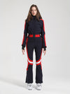 Women's Gsou Snow Retro Belted Stripe Flare Ski Suit