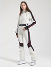 Women's Gsou Snow Retro Belted Stripe Flare Ski Suit