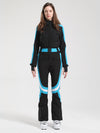 Women's Gsou Snow Retro Belted Stripe Flare Ski Suit