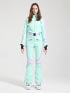 Women's Gsou Snow Retro Belted Stripe Flare Ski Suit