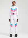 Women's Gsou Snow Retro Belted V Striped Flare One Piece Ski Suit