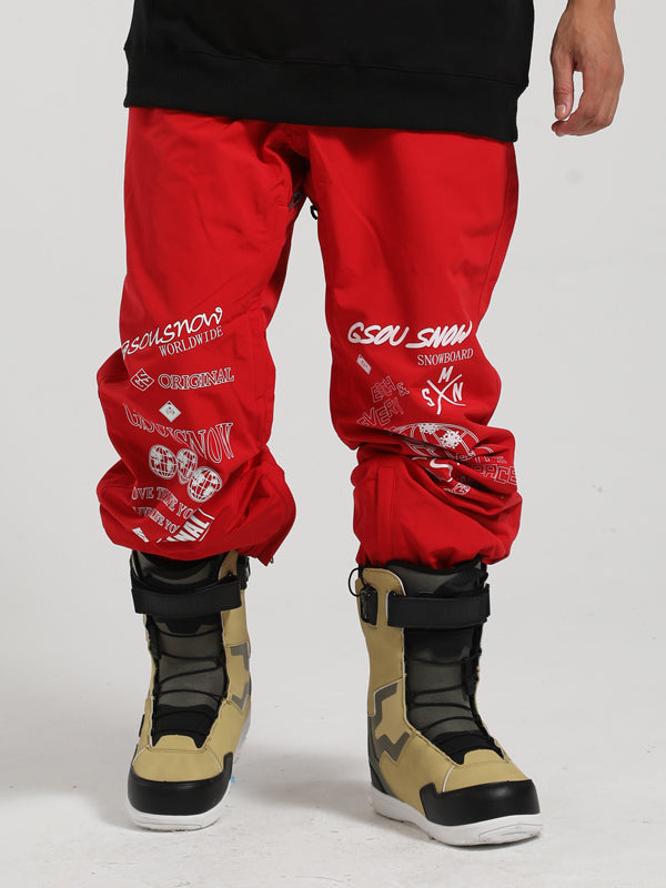 Men's Gsou Snow Graffiti Elastic Snowboard Sweatpants