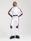 Women's Gsou Snow Retro Belted Stripe Flare One Piece Ski Suit