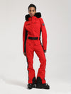 Women's Gsou Snow Classic Faux-Fur Trim Flare Dawn Ski Suit One Piece