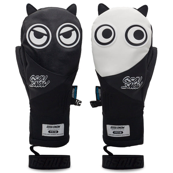 Women's Unisex Gsou Snow Full Leather Snow Mascot Snowboard Gloves Winter Mittens