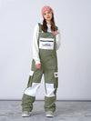 Women's Nandn Cargo Pocket Colorblock Snowboard Bibs Snow Pants