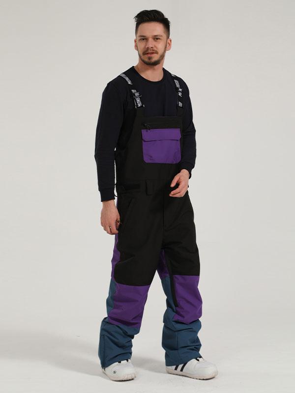 Men's Gsou Snow Mountain Discover Colorblock Snow Bibs Pants