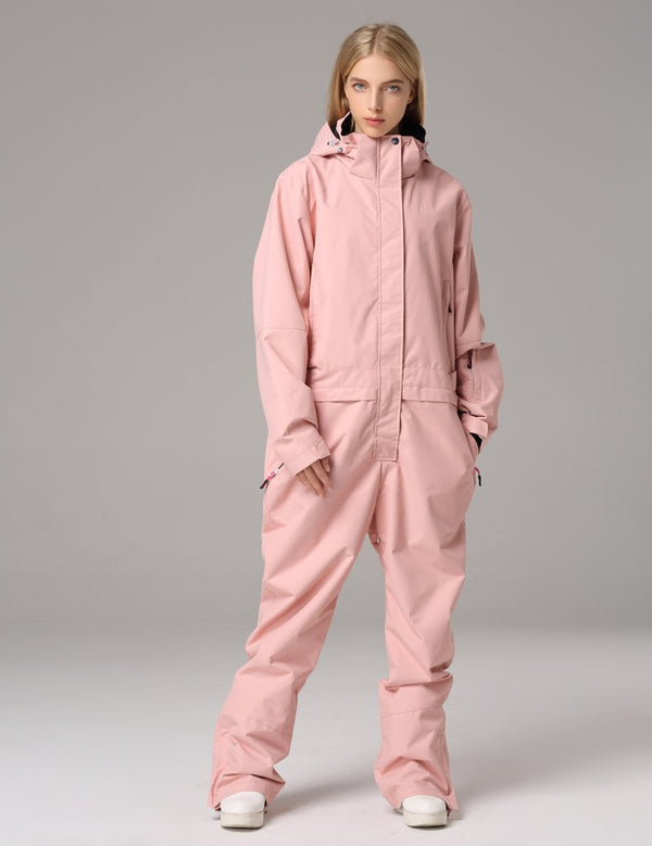 Women's Searipe One Piece Pink Ski Suits Winter Jumpsuit Snowsuits